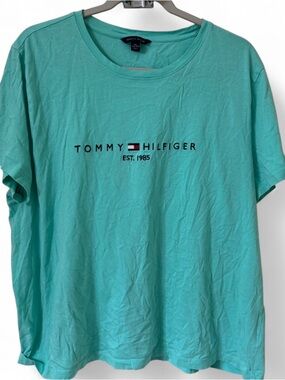 Tommy Hilfiger Teal Short-Sleeve Logo T-Shirt